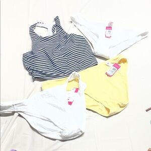 Striped Navy and White Women's Swimsuit Set